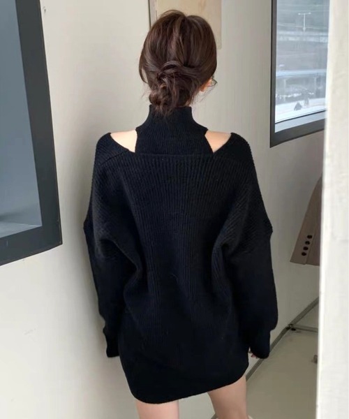 CANVAS+(キャンバスプラス)の「【CANVAS+】ハイネックニット×深VワンピースSET(ワンピース・レディース・ブラック/グレー/ベージュ・M)」の10枚目の写真