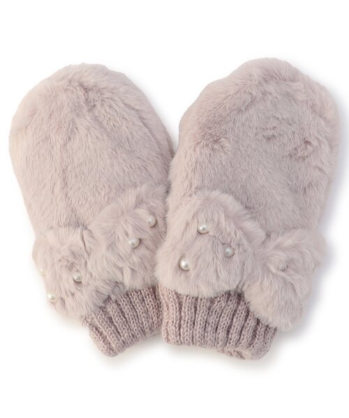 Ampersand（アンパサンド）の「ふわもちリボン手袋（手袋・キッズ・アイボリー/ベージュ/ラベンダー・95/120/140）」の3枚目の写真