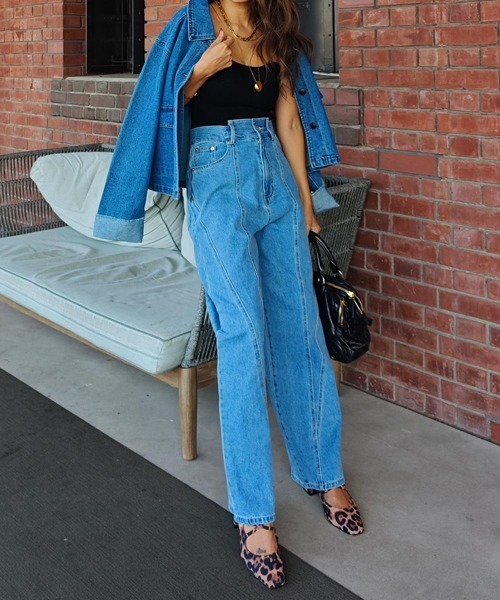 esutoreja（エストレジャ）の「パネルラインワイドデニム（デニムパンツ・レディース・ブルー/ブラック・S/M）」の10枚目の写真