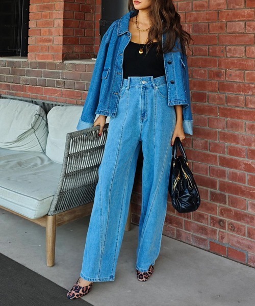 esutoreja（エストレジャ）の「パネルラインワイドデニム（デニムパンツ・レディース・ブルー/ブラック・S/M）」の11枚目の写真