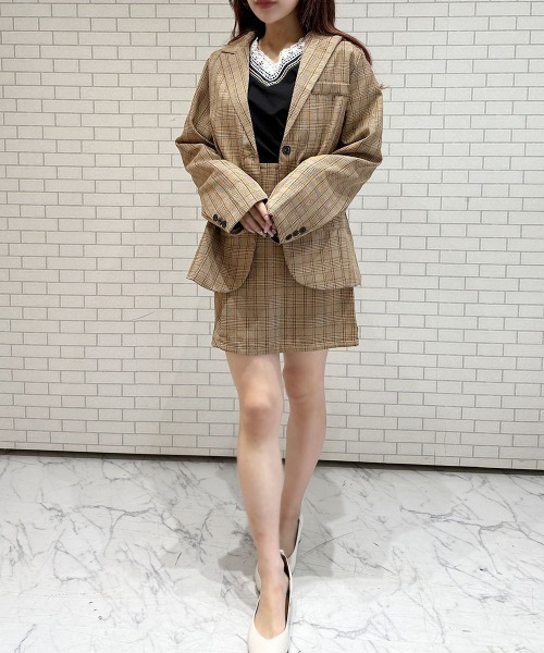 【美品】23区 COLOMBO生地 セットアップ ジャケット44 スカート46 クロップド丈テーラードジャケット [K1064] - レディースファッション