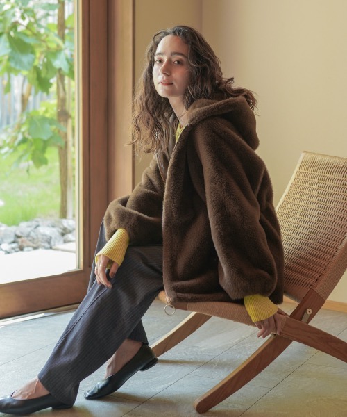 Bou Jeloud（ブージュルード）の「フェイクファーコート（その他アウター・レディース・グレー/モカ・FREE）」の14枚目の写真