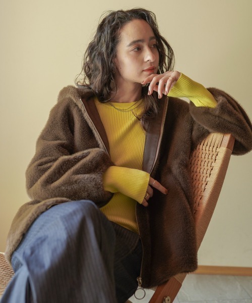 Bou Jeloud（ブージュルード）の「フェイクファーコート（その他アウター・レディース・グレー/モカ・FREE）」の15枚目の写真