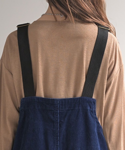 HUG.U(ハグユー)の「コーデュロイサロペット(サロペット/オーバーオール・レディース・ネイビー系/ワンウォッシュ・FREE)」の5枚目の写真