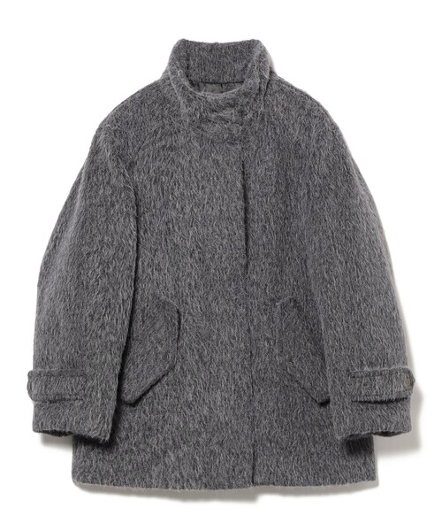 Ray BEAMS（レイビームス）の「シャギースタンド カラー ハーフ コート（ステンカラーコート・レディース・ダークブラウン/シルバー・0/1）」の19枚目の写真