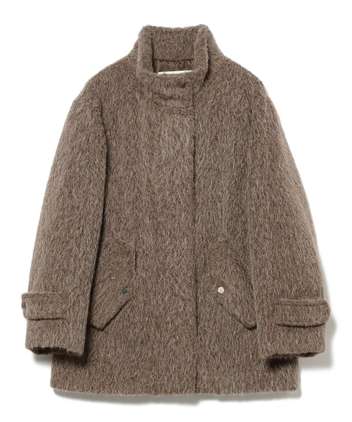 セール】シャギースタンド カラー ハーフ コート（ステンカラーコート