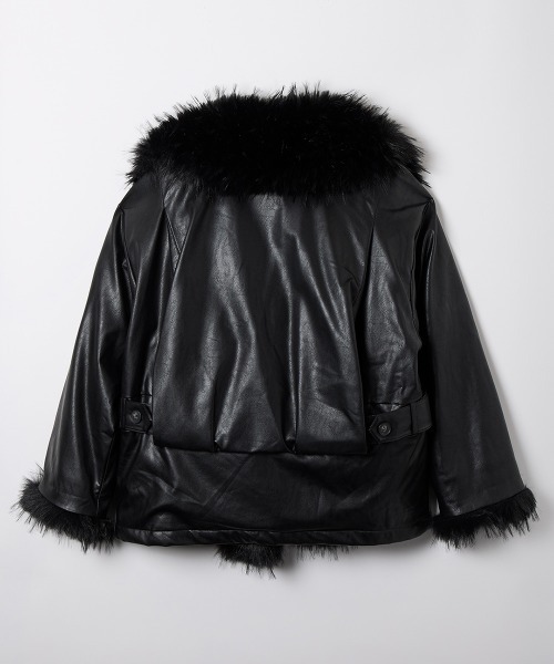 TELOPLAN(テーロプラン)の「【TELOPLAN】Eileen Fur Coat / アイリーンファーコート(ノーカラージャケット・レディース・ブラック・ONE SIZE)」の4枚目の写真