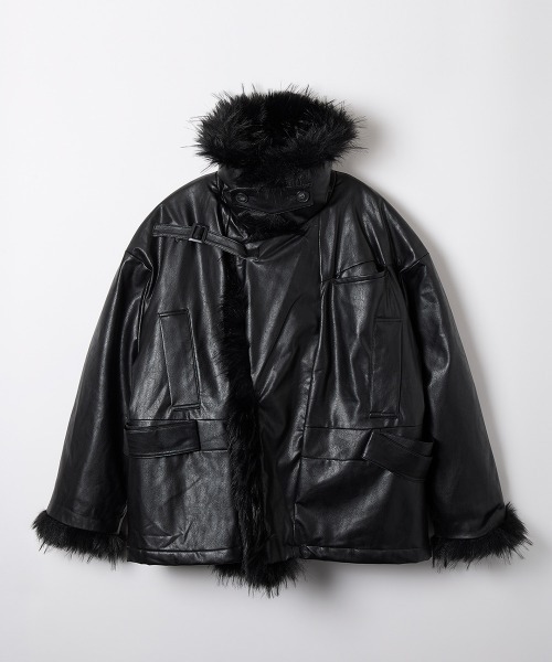 TELOPLAN(テーロプラン)の「【TELOPLAN】Eileen Fur Coat / アイリーンファーコート(ノーカラージャケット・レディース・ブラック・ONE SIZE)」の5枚目の写真