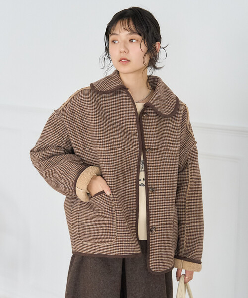 襟付き リバーシブル チェックボアジャケット（ブルゾン）｜FREAK'S