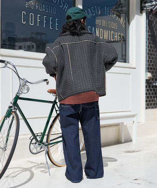 MIRROR9 チェック柄ボアリバーシブルジャケット Lサイズ グレー FREAK'S STORE（フリークスストア） ブルゾン アウター 襟付き