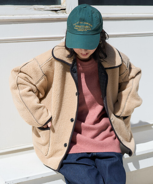 セール】襟付き リバーシブル チェックボアジャケット（ブルゾン