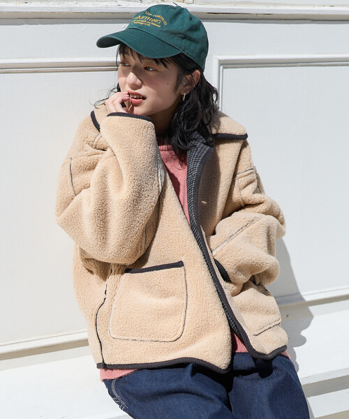 FREAK'S STORE(フリークスストア)の「襟付き リバーシブル チェックボアジャケット(ブルゾン・レディース・キャメル/グレー・フリ-)」の19枚目の写真
