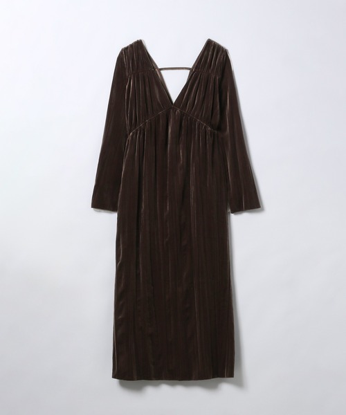 JEANASIS(ジーナシス)の「Vネックベロアワンピース/605906(ワンピース・レディース・ダークブラウン/ブラック・FREE)」の2枚目の写真