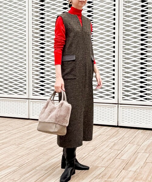 MICO COULIER（ミコクリエ）の「ブリティッシュツィードワンピース（ワンピース・レディース・ブラウン系その他/グレー系その他・38）」の3枚目の写真