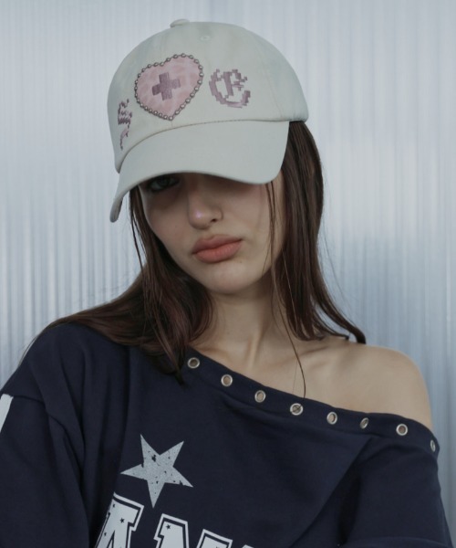 SETUPEXE(セットアップイーエックスイー)の「【SETUP‐EXE】LEO APPLIQUE BALL CAP / 【セットアップエグゼ】レオアップリケキャップ(キャップ・レディース・ブラック/ベージュ・ONE SIZE)」の14枚目の写真