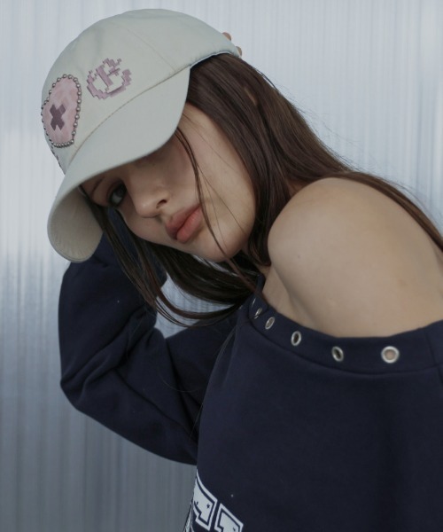 SETUPEXE(セットアップイーエックスイー)の「【SETUP‐EXE】LEO APPLIQUE BALL CAP / 【セットアップエグゼ】レオアップリケキャップ(キャップ・レディース・ブラック/ベージュ・ONE SIZE)」の16枚目の写真