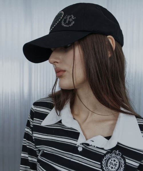 SETUPEXE(セットアップイーエックスイー)の「【SETUP‐EXE】LEO APPLIQUE BALL CAP / 【セットアップエグゼ】レオアップリケキャップ(キャップ・レディース・ブラック/ベージュ・ONE SIZE)」の6枚目の写真