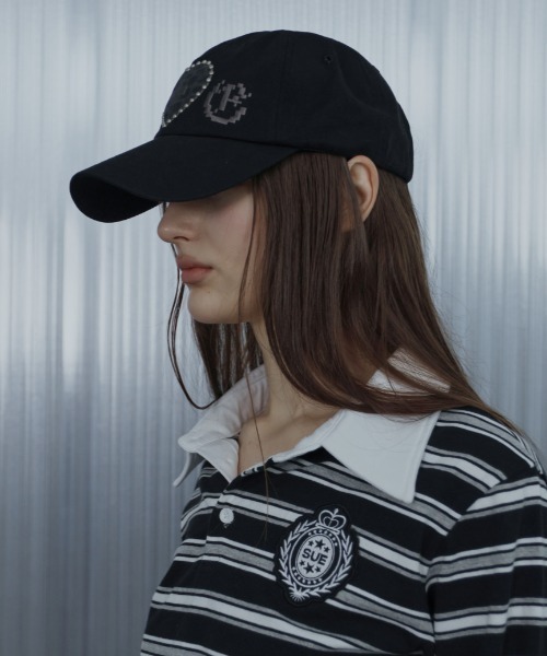 SETUPEXE(セットアップイーエックスイー)の「【SETUP‐EXE】LEO APPLIQUE BALL CAP / 【セットアップエグゼ】レオアップリケキャップ(キャップ・レディース・ブラック/ベージュ・ONE SIZE)」の8枚目の写真
