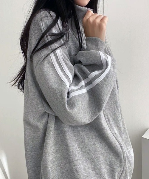 lulufa(ルルファ)の「サイドラインZIPパーカー パンツ スウェットジャージ セットアップ 上下セット /韓国ストリート(ジャージ・レディース・ブラック/グレー・MEDIUM/LARGE)」の6枚目の写真