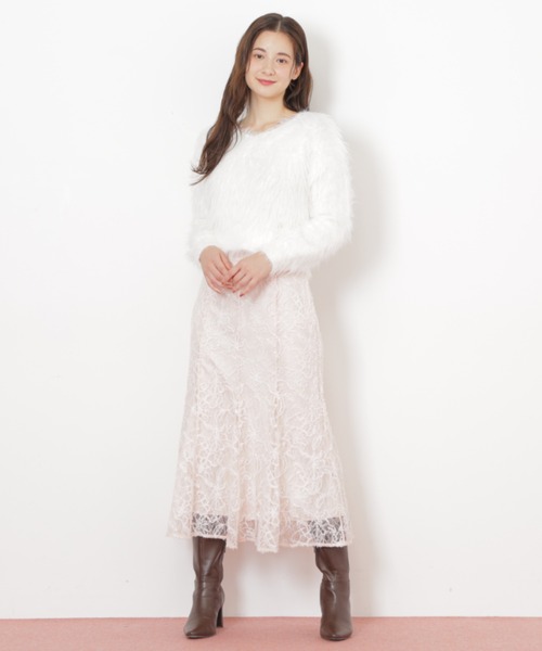 JILL by JILL STUART(ジルバイジルスチュアート)の「◇モール刺繍レースマーメイドスカート(スカート・レディース・ピンク/ホワイト・FREE)」の2枚目の写真