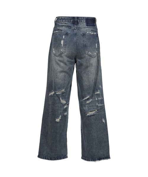 Jaded London(ジェイデッドロンドン)の「BATTERED XL COLOSSUS JEAN(デニムパンツ・メンズ・ネイビー・32/30/28/34)」の2枚目の写真