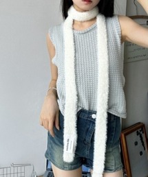 Vini | ロングニット細マフラー ロングタイ無地カラー(マフラー)