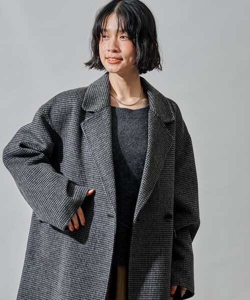 ウールブレンド リバー ダブル ジャコット/ ウールコート（テーラード