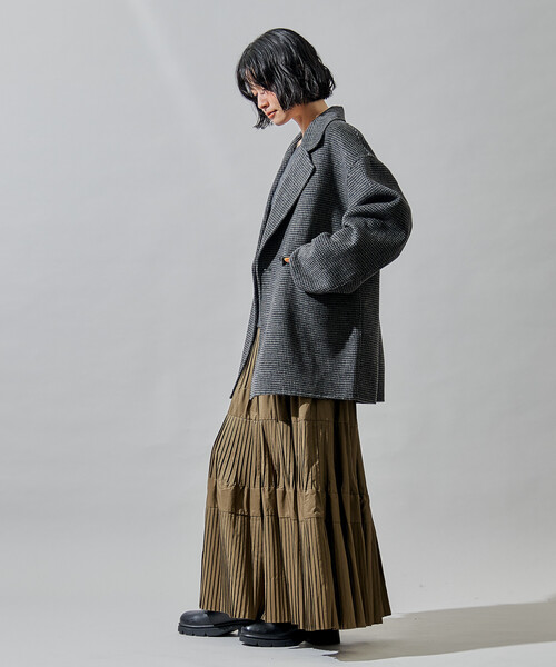 FREAK'S STORE（フリークスストア）の「ウールブレンド リバー ダブル ジャコット/ ウールコート（テーラードジャケット・レディース・ベージュ/その他1/ブラック・SMALL/MEDIUM）」の11枚目の写真