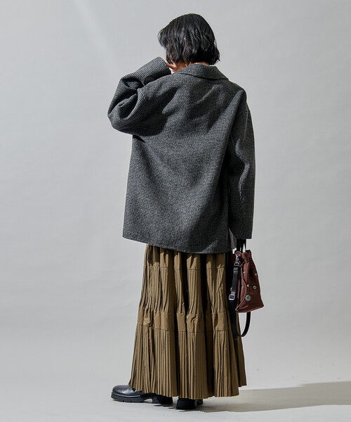 FREAK'S STORE（フリークスストア）の「ウールブレンド リバー ダブル ジャコット/ ウールコート（テーラードジャケット・レディース・ベージュ/その他1/ブラック・SMALL/MEDIUM）」の12枚目の写真