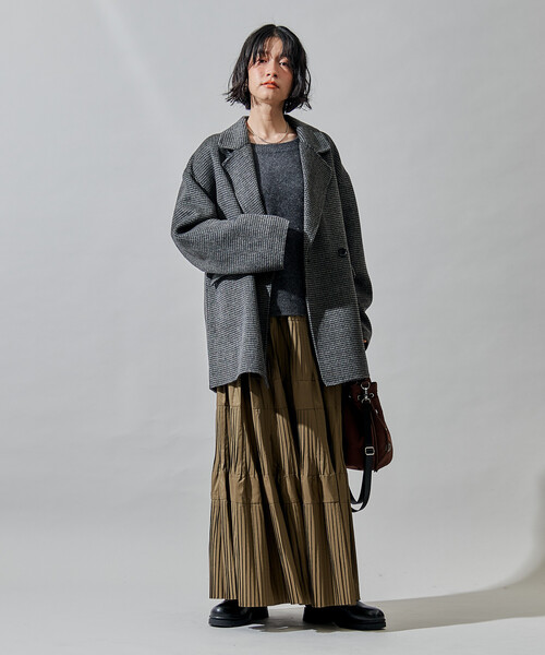 FREAK'S STORE（フリークスストア）の「ウールブレンド リバー ダブル ジャコット/ ウールコート（テーラードジャケット・レディース・ベージュ/その他1/ブラック・SMALL/MEDIUM）」の13枚目の写真