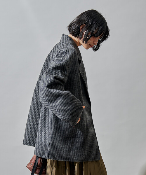 FREAK'S STORE（フリークスストア）の「ウールブレンド リバー ダブル ジャコット/ ウールコート（テーラードジャケット・レディース・ベージュ/その他1/ブラック・SMALL/MEDIUM）」の15枚目の写真