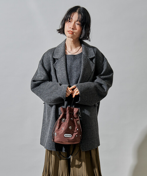 セール】ウールブレンド リバー ダブル ジャコット/ ウールコート