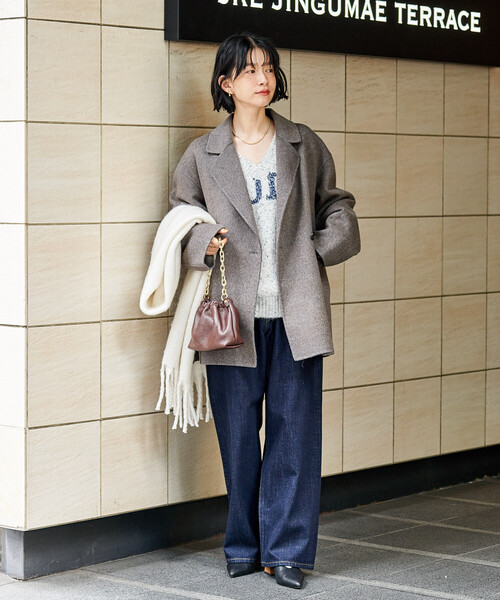 FREAK'S STORE（フリークスストア）の「ウールブレンド リバー ダブル ジャコット/ ウールコート（テーラードジャケット・レディース・ベージュ/その他1/ブラック・SMALL/MEDIUM）」の22枚目の写真