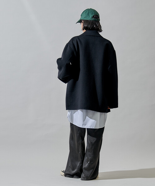 セール】ウールブレンド リバー ダブル ジャコット/ ウールコート