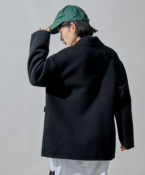 セール】ウールブレンド リバー ダブル ジャコット/ ウールコート  