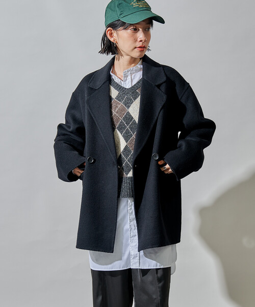 ウールブレンド リバー ダブル ジャコット/ ウールコート（テーラード
