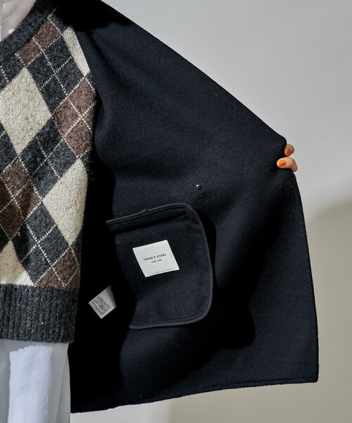 FREAK'S STORE（フリークスストア）の「ウールブレンド リバー ダブル ジャコット/ ウールコート（テーラードジャケット・レディース・ベージュ/その他1/ブラック・SMALL/MEDIUM）」の9枚目の写真