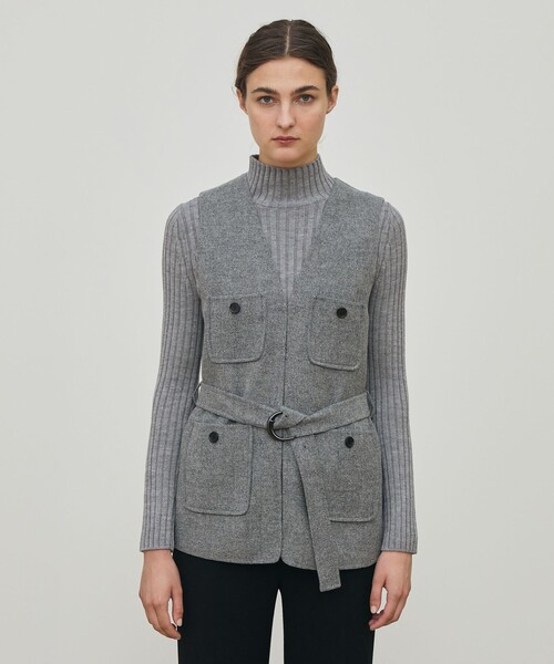 ライトダブルフェイスシャギー ベルテッドジレ（ベスト）｜DES PRES