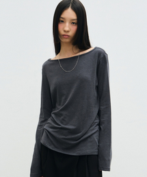 NICK&NICOLE（ニックアンドニコール）の「[ESSENTIAL] ESSENTIAL BOAT NECK TOP_CHARCOAL（Tシャツ/カットソー）」