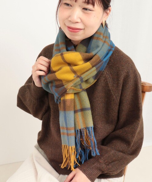 TWEEDMILL/ツイードミル☆チェックストール ブラウン 2025年タグあり