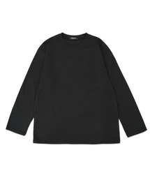レイヤードクルーネックロングスリーブ無地Tシャツブラック