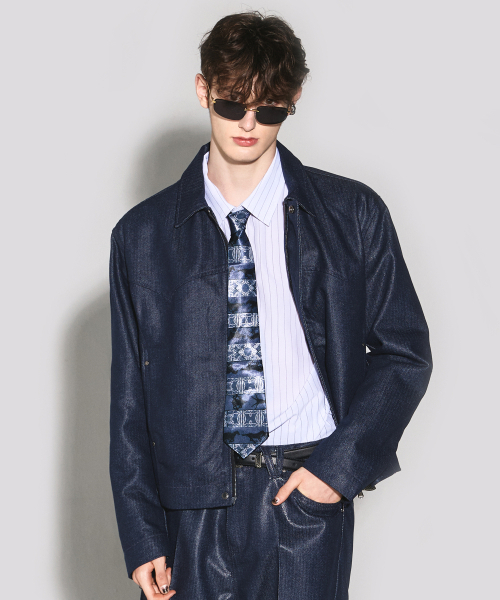 WESLEYHYUSTON(ウェズリーユーストン)の「Herringbone glow denim western jacket indigo(デニムジャケット・メンズ・その他・MEDIUM/LARGE)」の1枚目の写真