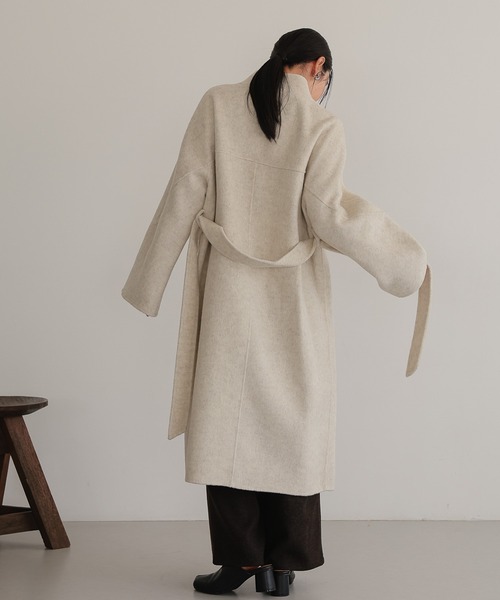 セール】ベルト付き ロングコート（ノーカラーコート）｜TENTO（テント