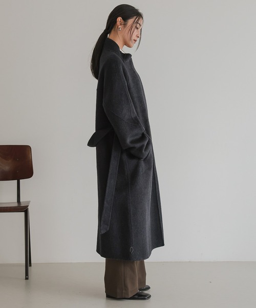 セール】ベルト付き ロングコート（ノーカラーコート）｜TENTO（テント