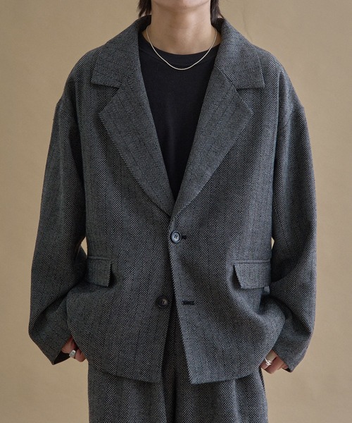 セール】ヘリンボーンシングルジャケット（テーラードジャケット