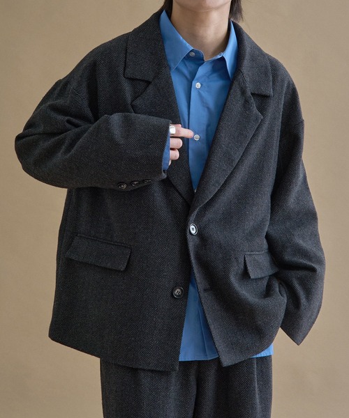 セール】ヘリンボーンシングルジャケット（テーラードジャケット