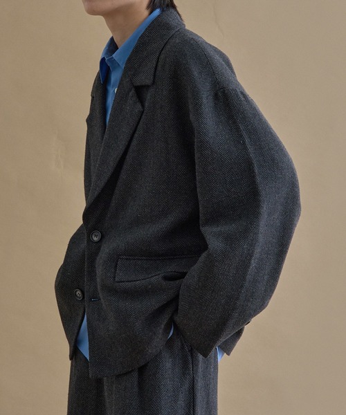 epnok（エプノック）の「ヘリンボーンシングルジャケット（テーラードジャケット・メンズ・チャコールグレー/グレー・LARGE/SMALL/MEDIUM）」の6枚目の写真