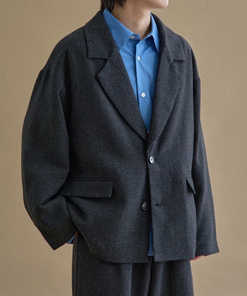 セール】ヘリンボーンシングルジャケット（テーラードジャケット