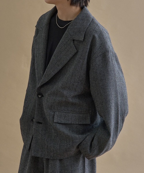 セール】ヘリンボーンシングルジャケット（テーラードジャケット