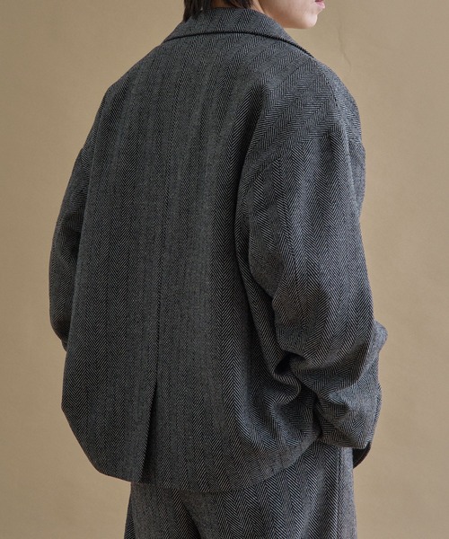 epnok（エプノック）の「ヘリンボーンシングルジャケット（テーラードジャケット・メンズ・チャコールグレー/グレー・LARGE/SMALL/MEDIUM）」の22枚目の写真